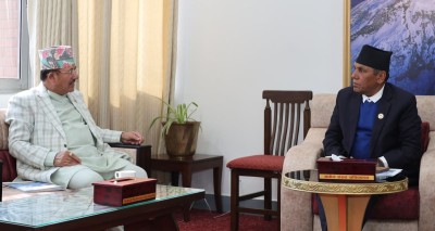  राष्ट्रियसभा अध्यक्ष दाहालसँग प्रमुख निर्वाचन आयुक्त भण्डारीको भेट 